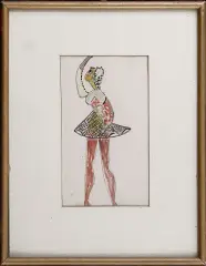 Maria Jarema, Projekt lalki „Tancerka”, 1942, akwarela, papier