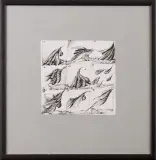 Formy organiczne by Zofia Wilczkowa-Kopycińska, 1990, tusz pióro, papier kremowy, sold Feb 2006