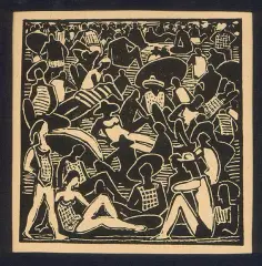 Leopold Lewicki, Plaża II, 1966, linoryt, papier
