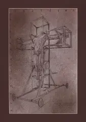 Dariusz Gorczyca, Teatr Sytuacji. Oprawcza machina krzyżowa, 1987, kredka, prósz, papier