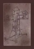 Dariusz Gorczyca, Teatr Sytuacji. Oprawcza machina krzyżowa, 1987, kredka, prósz, papier