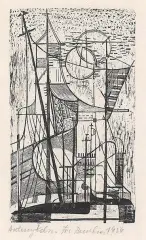 Franciszek Burkiewicz, Anteny I, 1956, drzeworyt, papier