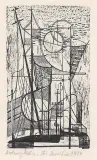 Franciszek Burkiewicz, Anteny I, 1956, drzeworyt, papier