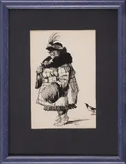 Kamil Mackiewicz, Jejmość z mufką, 1921, tusz pióro, pędzel, papier