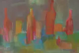 Ryszard Miłek, Martwa natura z butelkami, 1997, pastel, karton