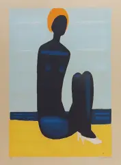 Jerzy Nowosielski, Akt w żółtym czepku, 1998, serigrafia barwna, papier