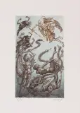 Strącenie demonów by Jan Lebensztejn, 1985, litografia barwna, papier, sold Dec 2005