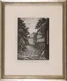 Tadeusz Dworzański, Polska Wenecja – Lądek Zdrój, 1956, drzeworyt, papier