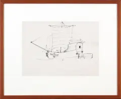 Jerzy Nowosielski, Statek, 1962, tusz pióro, papier kremowy