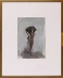 Dwie kobiety stojące by Alicja Wahl, 1995, gwasz, pastel, papier, sold Dec 2005