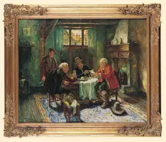 Oscar Urbahn, CZYTANIE LISTU, ok. 1920, olej, płótno