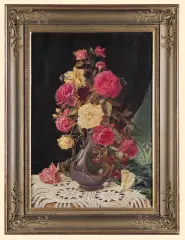 Carl Hans Schmidt, KWIATY W WAZONIE, 1878, olej, płótno