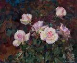 Stanisław Ejsmond, RÓŻOWE RÓŻE, ok. 1930, olej, płótno naklejone na tekturę