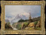 Guido Agostini, PEJZAŻ ALPEJSKI, ok. 1880, olej, płótno