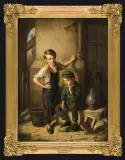 Isidor Popper, PIERWSZY PAPIEROS UCZNIA, 1858, olej, płótno