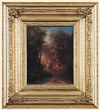 Franz Emile Herman Krause, W PARKU, ok. 1880, olej, deska