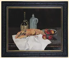 Anton Kürmaier, MARTWA NATURA Z HOMAREM, ok. 1930, olej, płótno