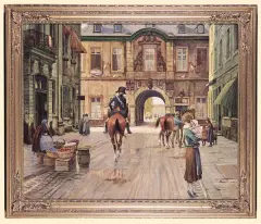 Theodor Linder, ULICA W MIEŚCIE, 1934, olej, płótno