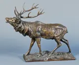 Paul Aichele, JELEŃ, ok. 1900, brąz patynowany