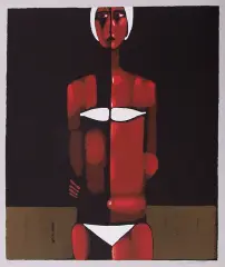 Jerzy Nowosielski, Pływaczka w białym kostiumie, 1999, serigrafia barwna, papier