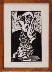 Krystyna Wróblewska, Pół czarnej, drzeworyt, papier