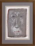 Zgryźliwa twarz poczciwego człowieka by Franciszek Starowieyski, 1995, gwasz, papier, sold Nov 2005