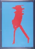 Teresa Pągowska, Czerwona sylwetka na niebieskim tle, 1995, serigrafia barwna, papier