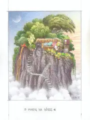 Jacek Yerka, Pokoik na górze, 2005, kredki barwne, ołówek, karton