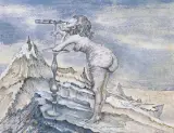 Jan Lebensztejn, Punkt widzenia (Point de vue), 1989, akwarela, gwasz, pastel, tusz, pióro, papier