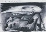 Akt z anamorfozą czaszki by Franciszek Starowieyski, 1992, pastel, gwasz, papier, offered Nov 2005