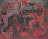 Juliusz Studnicki, WALKA, 1965, olej, tempera, płótno
