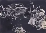 Alfred Lenica, Abstrakcja, gwasz, tusz, frottage, papier