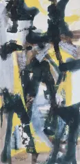 Aleksander Kobzdej, POWIERZCHNIA NR 17, 1958, tusz pędzel, gwasz, papier nakl. na płótno