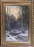 Conrad Wimmer, PEJZAŻ ZIMOWY Z SARENKĄ, ok. 1890, olej, płótno