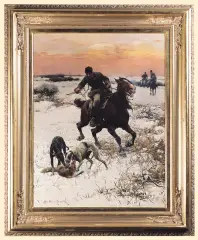 Alfred Wierusz-Kowalski, POLOWANIE Z CHARTAMI, LATA 1885-1890, olej, płótno