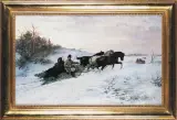 Józef Jaroszyński, POWRÓT Z POLOWANIA NA DZIKI, po 1880, olej, płótno