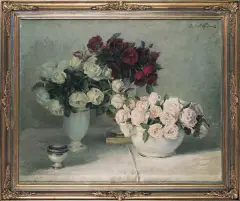 Paul Wilhelm Ehrhardt, BUKIETY RÓŻ, olej, płótno