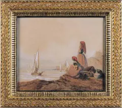 Teofil Kwiatkowski, RYBACZKI NAD MORZEM, 1845, akwarela, gwasz, papier