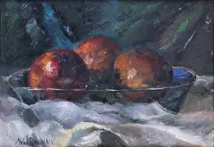 Romuald Kamil Witkowski, MARTWA NATURA - OWOCE, ok. 1910, olej, sklejka