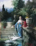 Adam Badowski, SIELANKA RZYMSKA, SIESTA W PARKU, 1890, olej, płótno