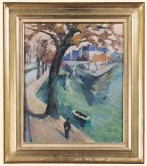 Mela - (Melania Mutermilch) Muter, SPACER BRZEGIEM RODANU, OK. 1930, olej, sklejka