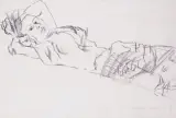 Joachim Weingart, LEŻĄCA KOBIETA, kredka, papier