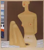 Kąpiąca się by Jerzy Nowosielski, 1997, serigrafia barwna, papier, sold Oct 2005