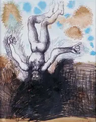 Jan Lebensztejn, Ikar, 1962, flamaster, tusz pióro, pędzel, papier