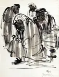 Józef Charyton, Żydzi, 1966, tusz, patyk, papier