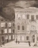Maria Bronikowska, Spokojna dzielnica, lata 50., tusz pióro, pędzel, papier