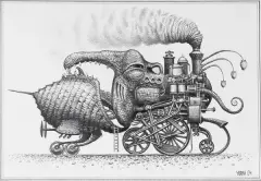 Jacek Yerka, Wąskotorowiec, 2004, ołówek, papier