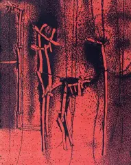 Janusz Przybylski, Przejście przez Morze Czerwone, 1993, litografia barwna, papier