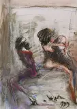 Dwie kobiety by Alicja Wahl, 1999, pastel, akwarela, papier, sold Oct 2005