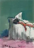 W pościeli by Alicja Wahl, 1995, pastel, gwasz, tusz, papier, sold Sep 2005